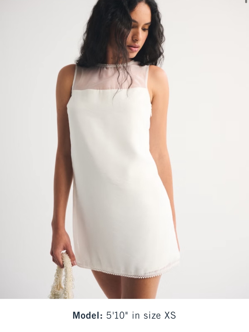 Abercrombie & Fitch White Mini Dress with Sheer Yoke